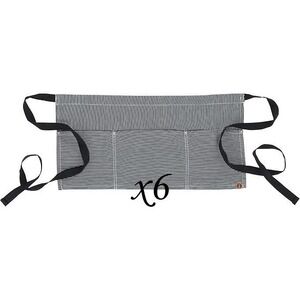 LOT: 6 Chef Works Unisex Portland Waitress Aprons w/ Pockets - Blue/White Stripe